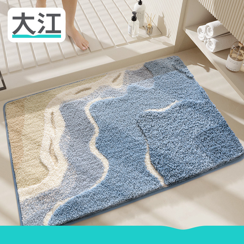 大江地垫浴室耐脏吸水地毯卫生间门口植绒脚垫用洗手间防滑垫子