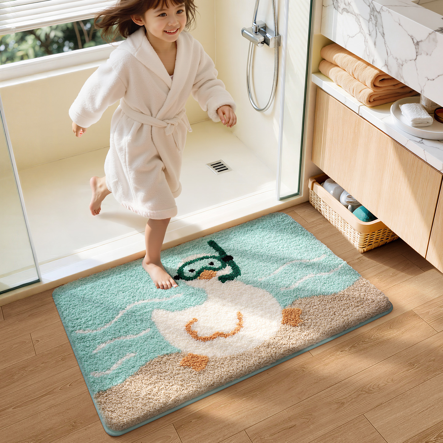 大江浴室加厚吸水地垫毛绒卫生间进门防滑脚垫子鸭子厕所门口地毯