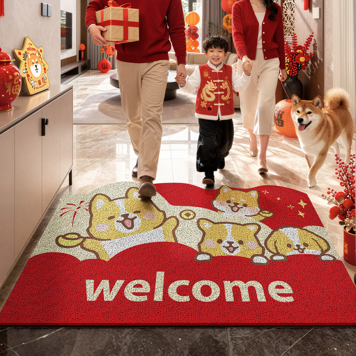 大江新年入户门地垫家用红色喜庆春节地毯门垫玄关进户门丝圈脚垫,家庭/个人清洁工具,地垫,淘宝优惠券,粉丝福利购,淘宝优惠卷