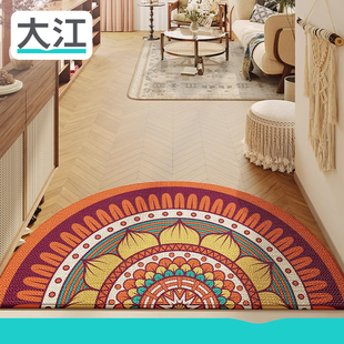 大江地垫民族风入户门脚垫门口进门防滑门垫半圆玄关除尘耐脏地毯