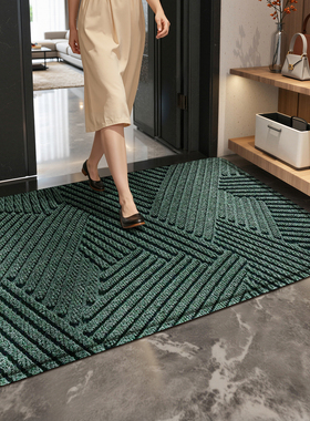大江简约地垫绿色门垫进门丝圈门厅脚垫入户门防滑垫除尘门口地毯