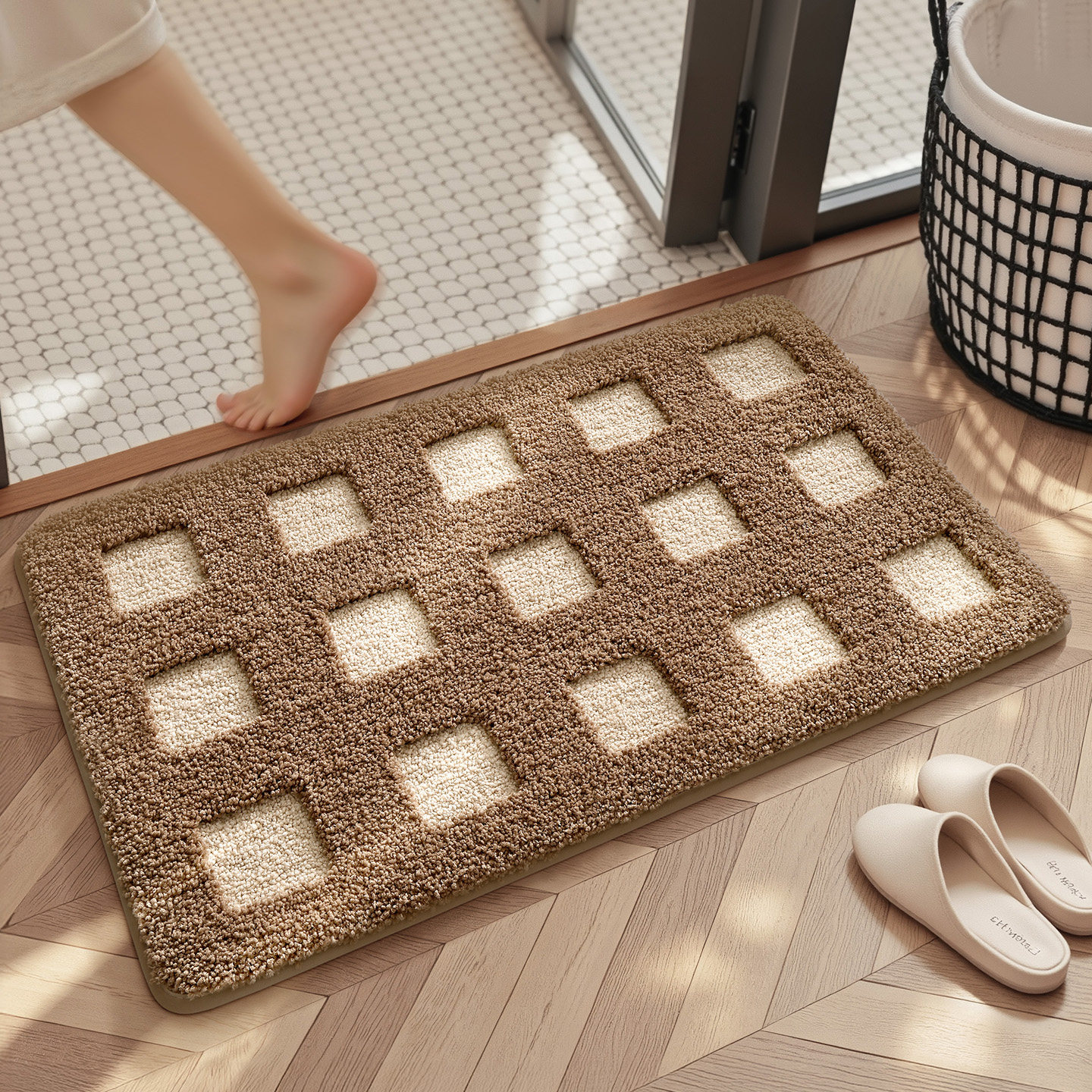 大江地垫卫生间门口吸水脚垫复古风卫浴防滑垫洗手台浴室速干地毯,家庭/个人清洁工具,地垫,淘宝优惠券,粉丝福利购,淘宝优惠卷