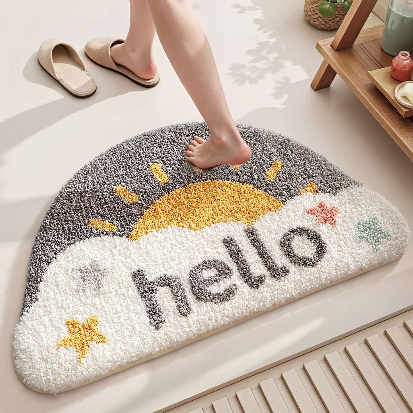 大江半圆浴室吸水地垫家用加厚植绒地毯厕所防滑垫卫生间专用脚垫,家庭/个人清洁工具,地垫,淘宝优惠券,粉丝福利购,淘宝优惠卷