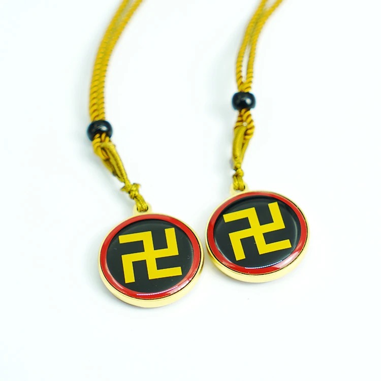 2.3CM双面铜片江氏版双面水晶胶吊坠红边万字黑边万字蓝边万字