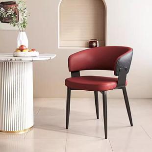 意式极简餐椅现代简约扶手靠背休闲椅轻奢高级感茶台椅主人位茶椅