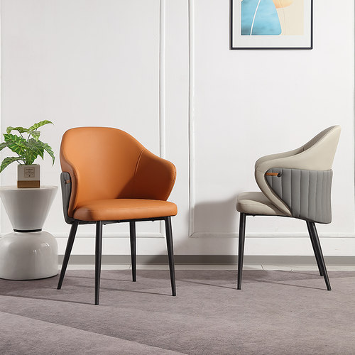 意式极简餐椅家用现代简约轻奢餐椅样板房设计师椅子带扶手餐桌椅