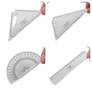 日本国誉尺子学生文具套尺透明直尺带波浪线15cm小学生套装三角尺量角器测量儿童塑料多功能刻度尺高颜值文具