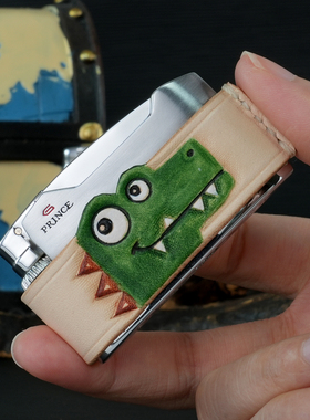 王子PRINCE气体砂轮磕头经典打火机牛皮彩绘卡通鳄鱼生肖马礼物