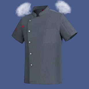 饭店 食堂后厨服装 高档厨师工作服短袖 超薄酒店厨师服加厚餐饮工装