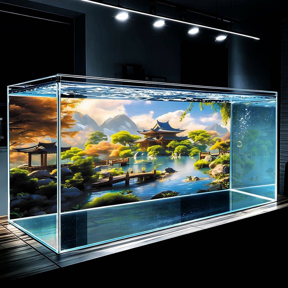 鱼缸背景纸画高清图3d立体壁系列财神爷