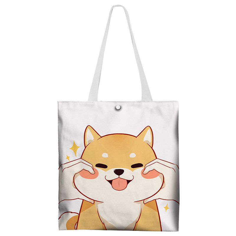 帆布包袋学生上课单肩包休闲包补课袋手提布袋子小众购物袋表情包