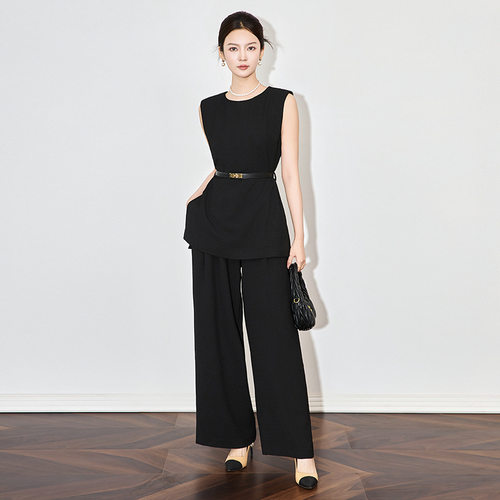 2502505-深圳南油轻奢高级感干练女神范无袖上衣通勤女阔腿裤套装