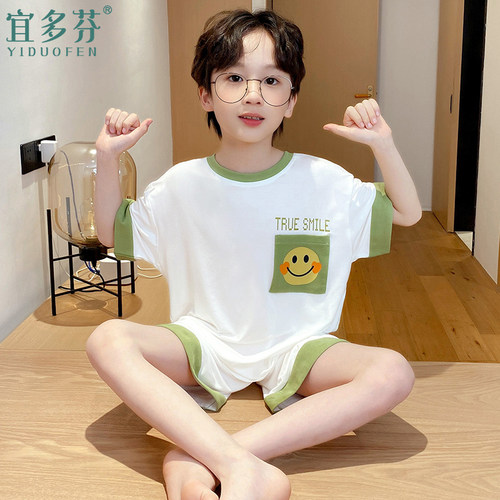 男童睡衣夏款莫代尔家居服短袖