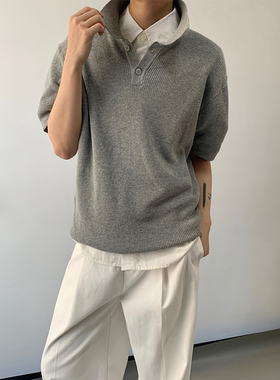 MONO 极简老钱风针织polo领短袖夏季透气软糯设计感宽松休闲上衣