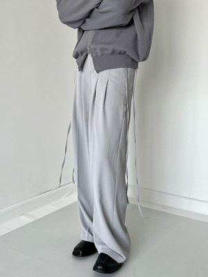 极简慵懒风垂感春秋长裤飘带