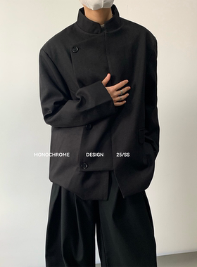 MONOCHROME 原创设计师款极简新中式立领西装外套宽松休闲男