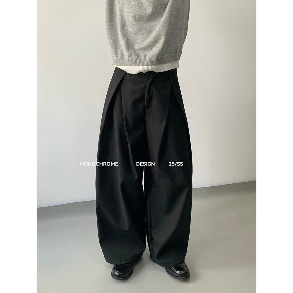 MONOCHROME立体A字褶皱阔腿长裤