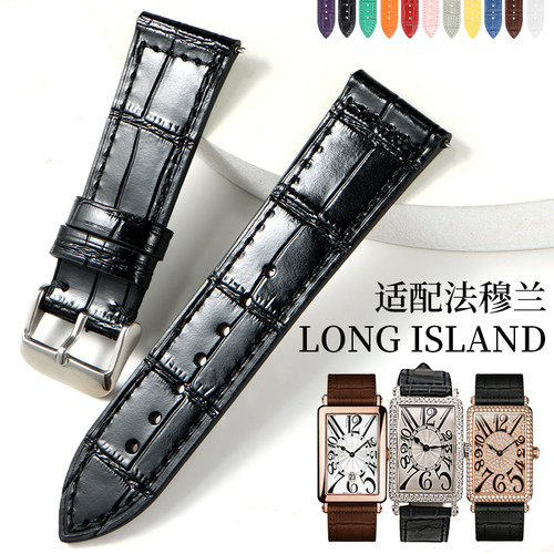 手表带真皮适用原装法兰克穆勒FM6000H女法穆兰LONG ISLAND 902男