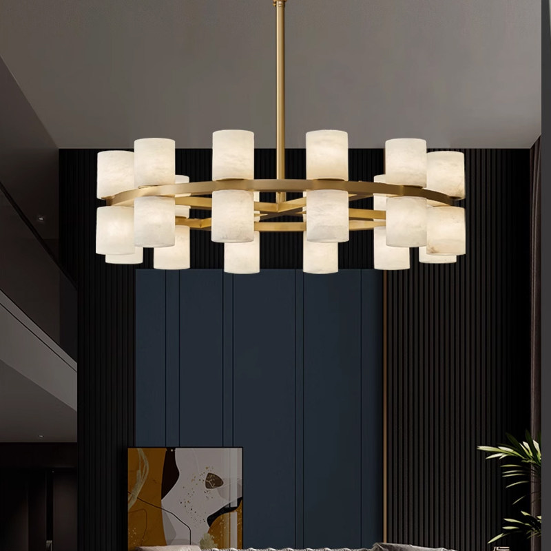 天然云石吊灯全铜客厅灯具中国风简约大气餐厅卧室书房大厅主灯