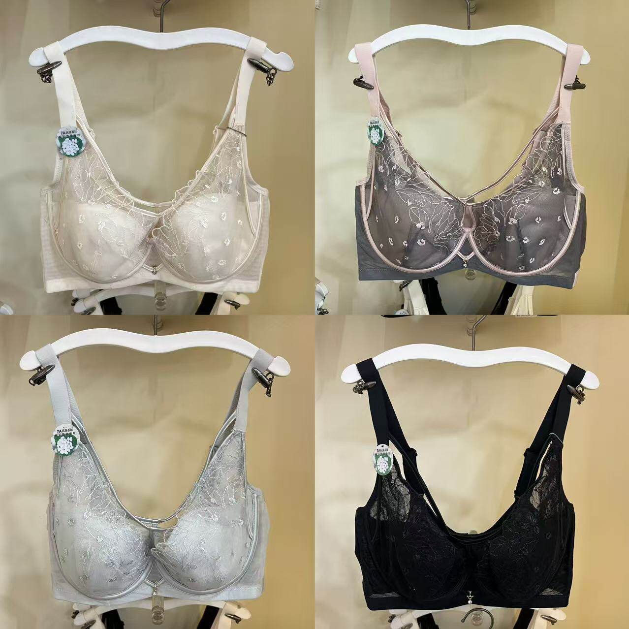 大胸显小软钢圈芒果杯女士内衣BC杯上托防下垂性感蕾丝文胸罩6680