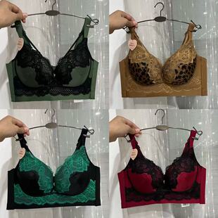 蕾丝提花防滑肩带加高侧收5排扣内衣女士B杯无钢圈聚拢文胸罩3306