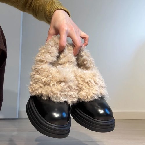 刘天王复古英伦风羊卷毛乐福鞋