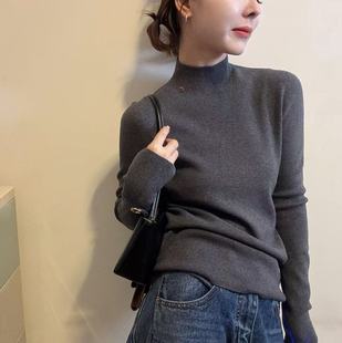 贝壳扣半高领长袖 打底衫 针织衫 欧货女装 潮 女2025秋冬新款 BADX正品