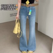 微喇牛仔裤 显瘦四面弹喇叭裤 女26春季 高腰修身 66301 新款 欧货时尚