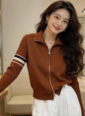 BADX正品袖子四条杠设计双拉链针织开衫女冬季时尚百搭毛衣外套潮