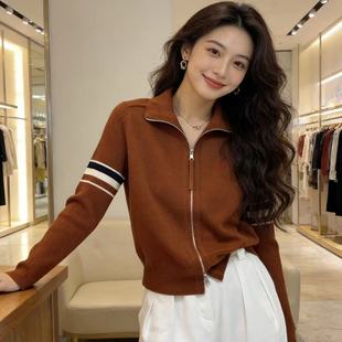 BADX正品袖子四条杠设计双拉链针织开衫女冬季时尚百搭毛衣外套潮