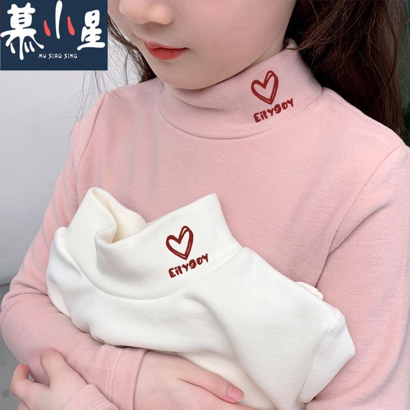 女童打底衫秋冬双面绒中大童女宝宝内搭半高领洋气德绒保暖上衣t