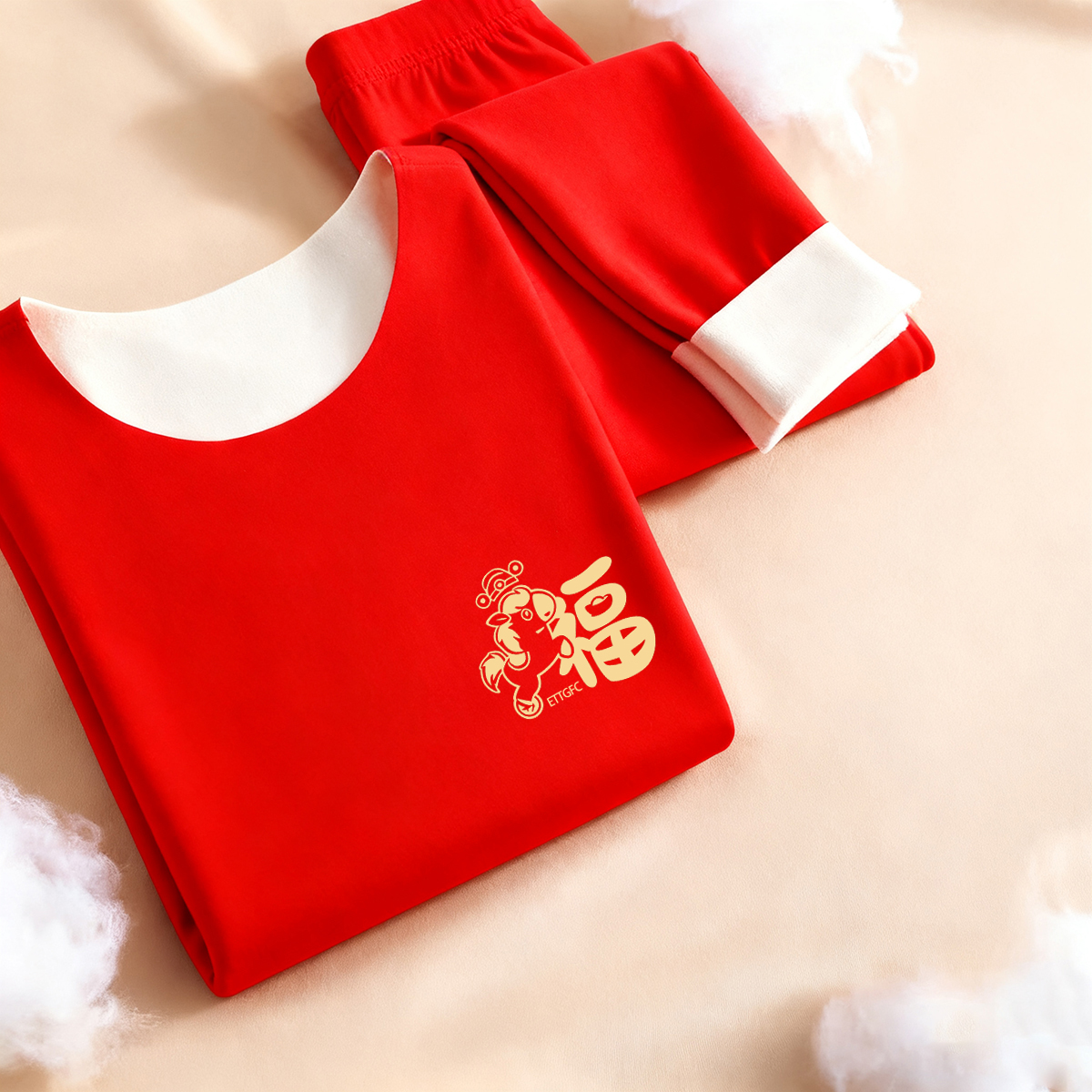 儿童本命年红色打底男女童秋衣秋裤2026时尚德绒保暖内衣套装睡衣