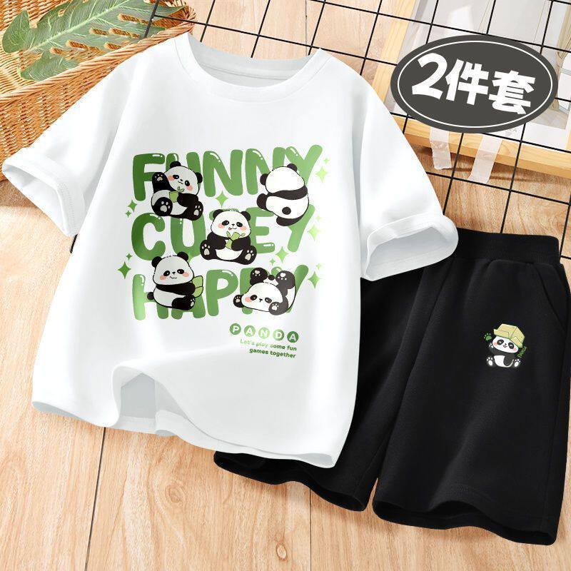 男童纯棉短袖套装夏季中大童帅气炸街五分裤休闲运动两件套2026新