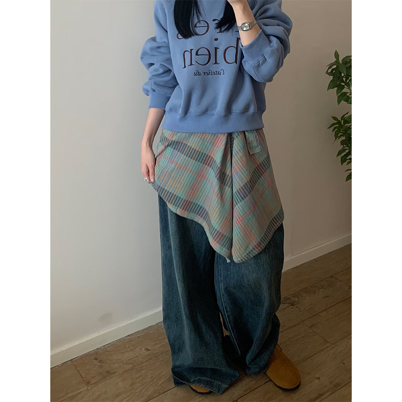 复古格纹屁帘ins韩版时髦叠穿半身裙一片式屁裙韩系百搭纱裙罩裙