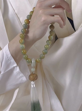 小红书爆款青云彩色多宝菩提根风化老菩提子手串佛珠香丸香囊