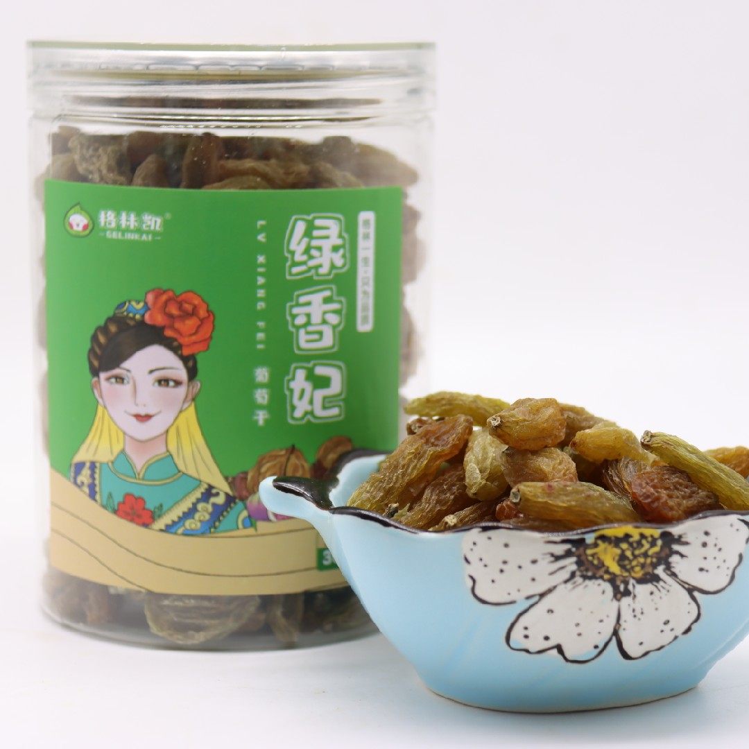 格林凯大果绿香妃吐鲁番绿葡萄干新疆特产300克孕妇宝妈零食包邮