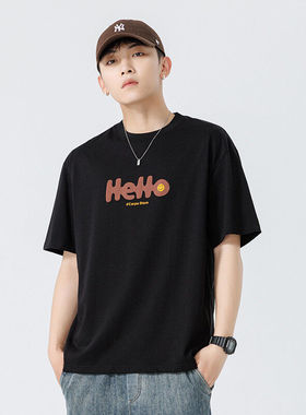 81246 重磅230G纯棉短袖t恤男2025夏季新款圆领上衣男青少年休闲