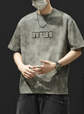 【罗蒙电商】S6041 潮牌圆领宽松休闲短袖T恤 P41