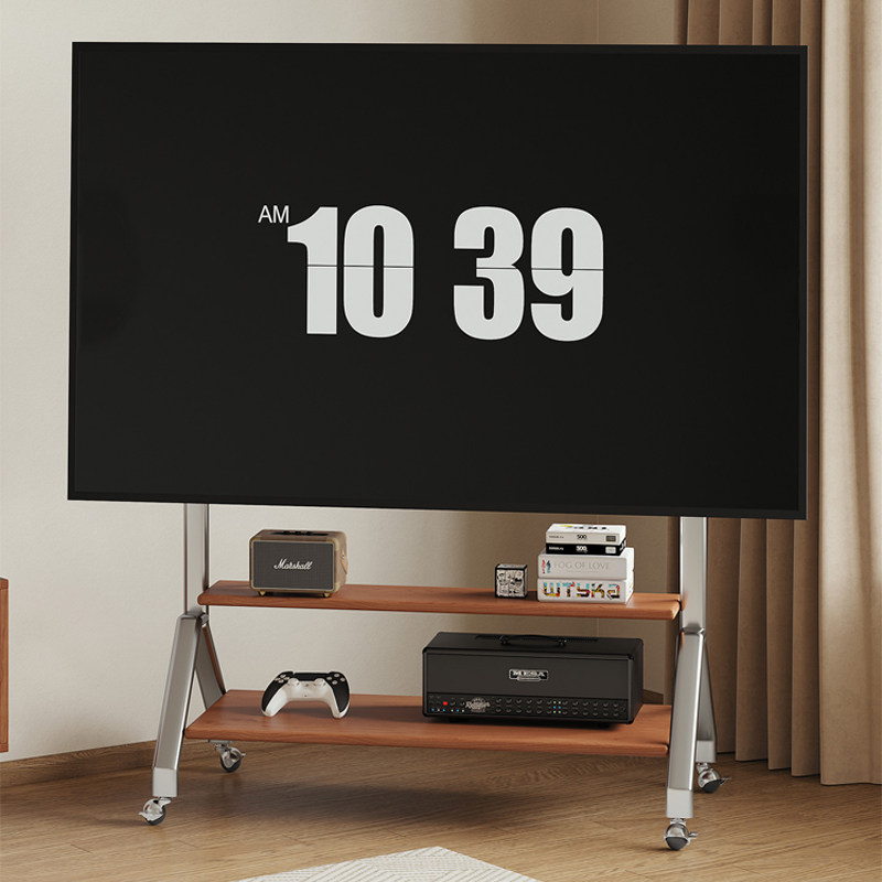 梵创 包豪斯实木电视机支架可移动带轮电视架电视置物架子