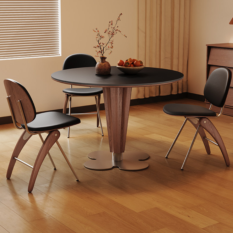 梵创 岩板餐桌圆桌家用小户型洽谈中古风圆形桌子轻奢高级感桌椅,住宅家具,岩板餐桌,淘宝优惠券,粉丝福利购,淘宝优惠卷