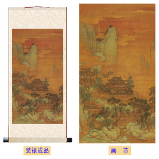 清徐汶蓬莱仙境图青绿山水界画亭台楼阁客厅书房玄关装饰卷轴挂画