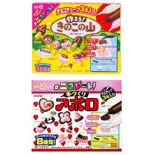 日本进口meiji明治蘑菇山阿波罗太空船巧克力diy食玩儿童零食