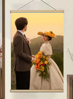 定制实木挂轴相框冲印婚纱全家福写真照片儿童照片画框挂墙洗照片