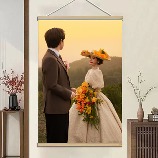 定制实木挂轴相框冲印婚纱全家福写真照片儿童照片画框挂墙洗照片