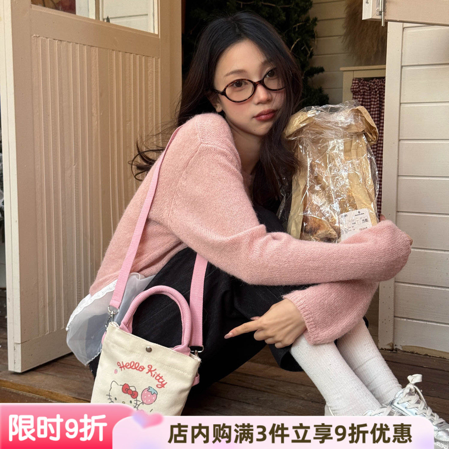 正版授权三丽鸥斜挎小拎包女帆布包卡通可爱便携百搭迷你包休闲萌