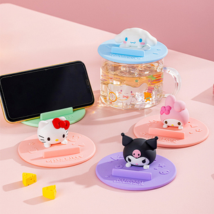 正版三丽鸥hellokitty硅胶杯盖通用圆形马克杯盖可爱防尘玻璃杯盖