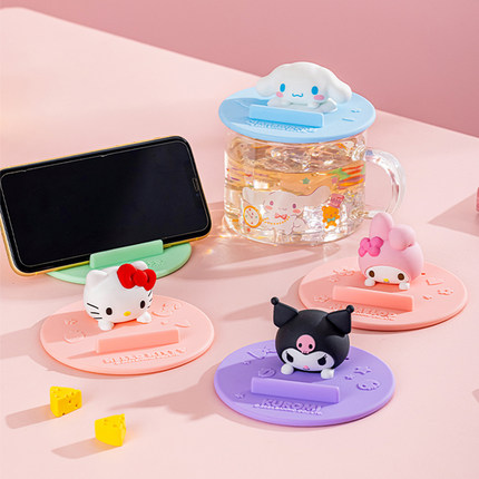 正版三丽鸥hellokitty硅胶杯盖通用圆形马克杯盖可爱防尘玻璃杯盖