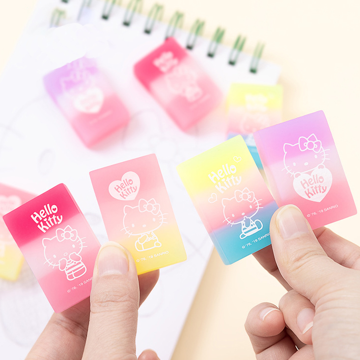 正版hello kitty橡皮擦一正可爱卡通渐变色创意彩虹不留痕学生