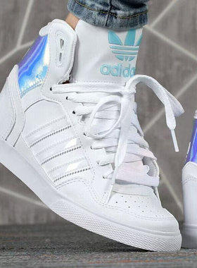 正品Adidas阿迪达斯三叶草女子高帮潮流小白鞋休闲运动板鞋FW4214