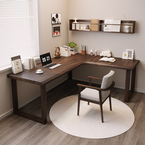 实木转角书桌卧室家用L型电脑桌